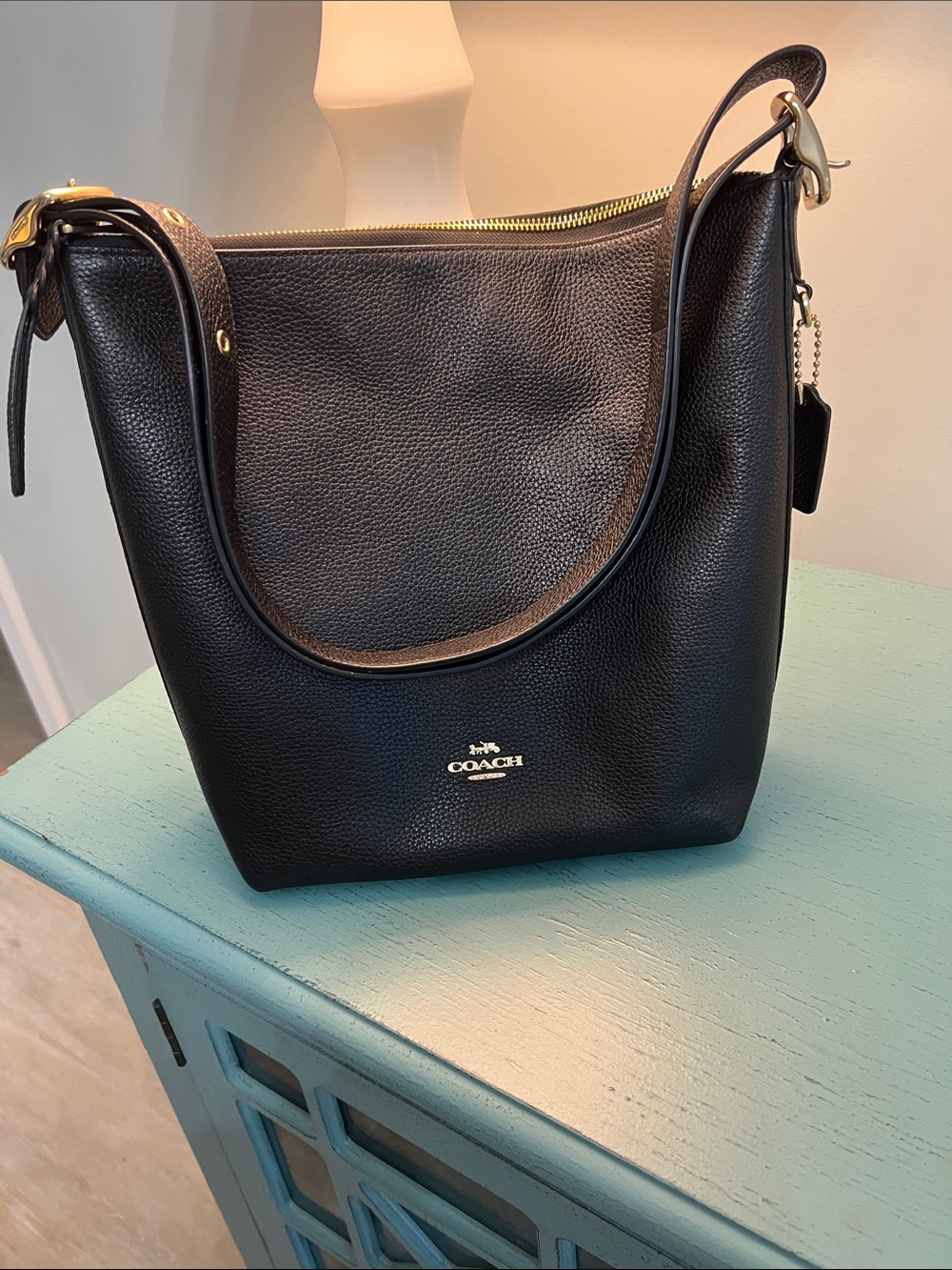 Coach Val Crossbody Bag - Black Pebbled Leather Shoulder Hobo